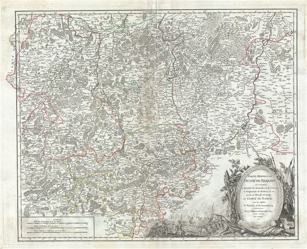 Partie Meridion. du Duche de Brabant ou se trouvent le Quartier de Bruxelles et de Louvain, la Seigneurie de Malines; et une partie de l'Eveche de Lyege, le Comte de Namur, avec les confins du Haynaut et du Luxembourg. - Main View