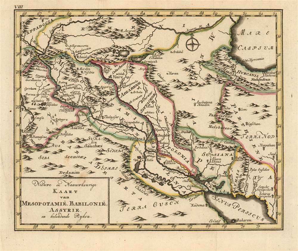 Nieuwe en Naauwkeurige Kaart van Mesopotamië, Babilonië, Assyrie en belendende Ryken. - Main View