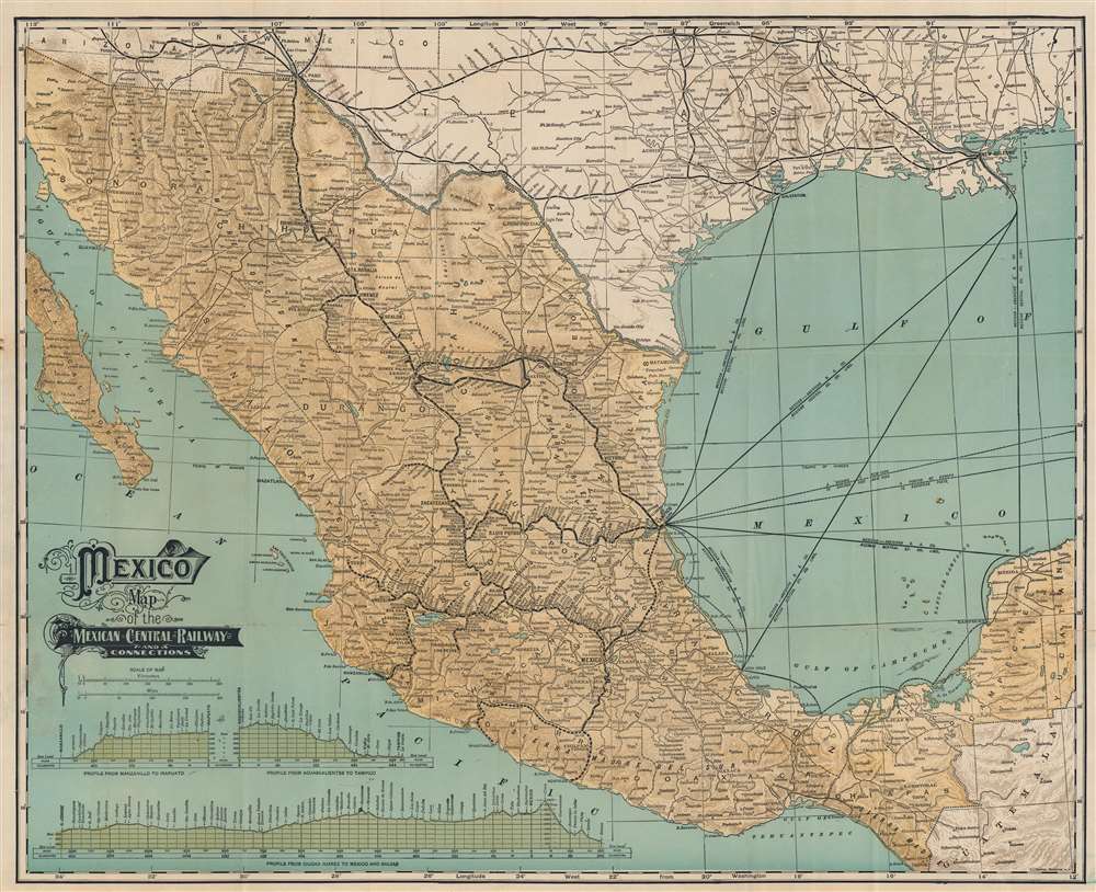 Mexico. Map of the Mexican Central Railway and Connections. - Main View