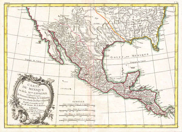 Carte du Mexique ou de la Nlle. Espagne Contenant aussi le Nouveau Mexique, la Californie, avec une Partie des Pays adjacents. - Main View