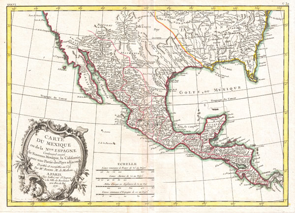 Carte du Mexique ou de la Nlle. Espagne Contenant aussi le Nouveau Mexique, la Californie, avec une Partie des Pays adjacents. - Main View