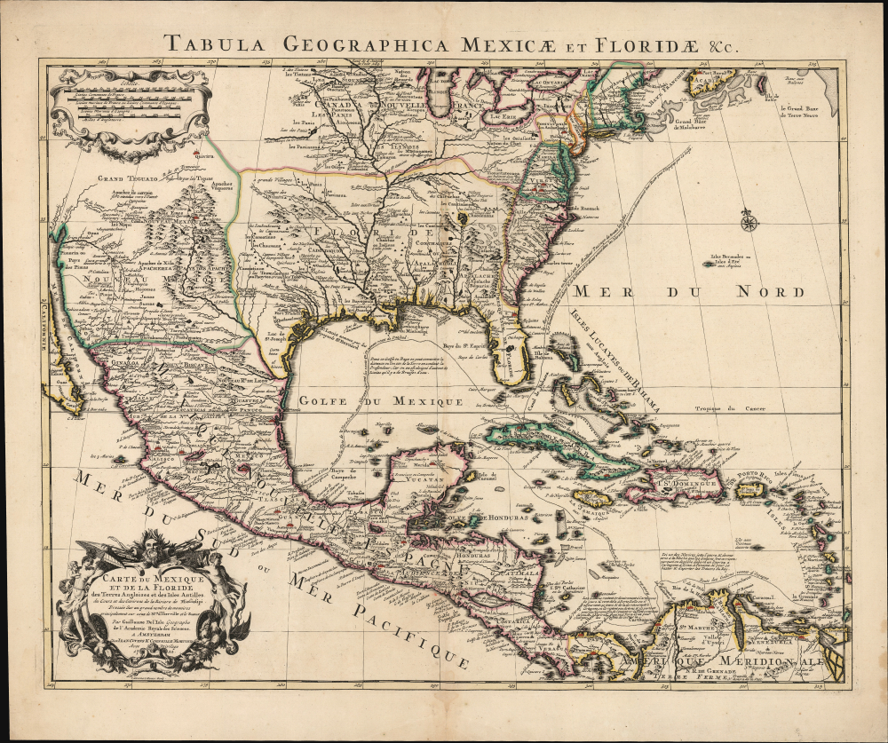 1722 Covens and Mortier / De l'Isle Map of Mexico and the Mississippi