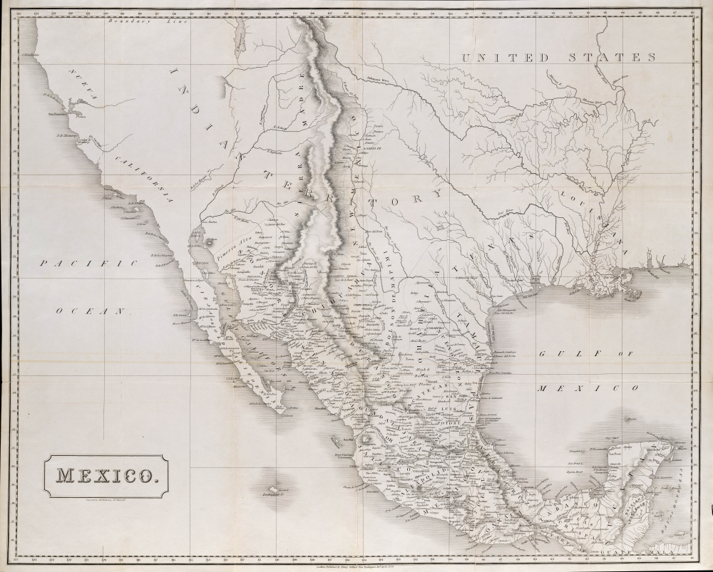 1828 Colburn Map of Mexico and the United States before the Texas Revolution