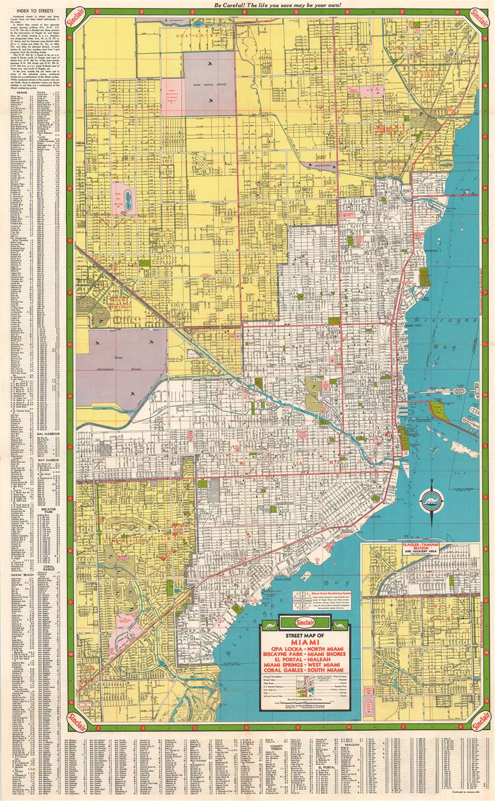 1953 Miami Beach Vintage Road Map and Guide