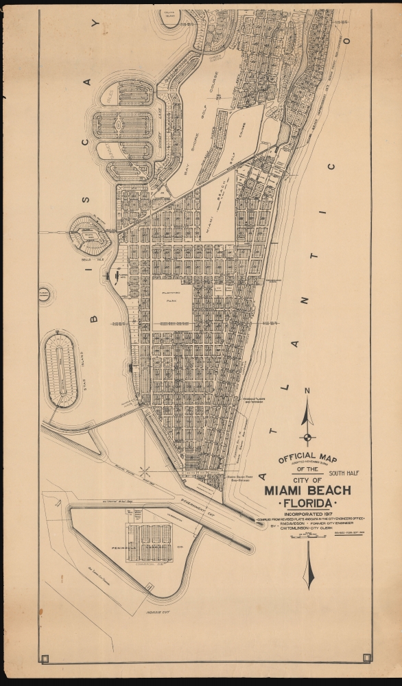 Official Map Adopted November 3, 1920 of the city of Miami Beach Florida. - Main View