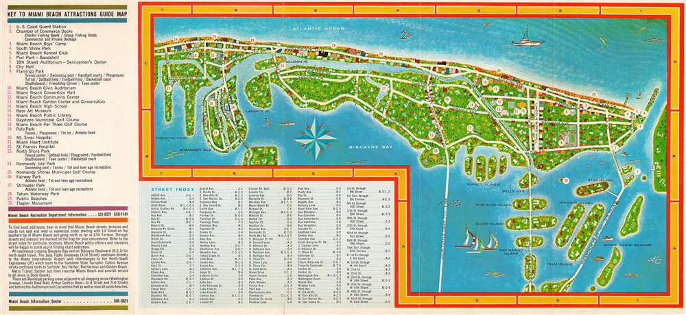 Miami Beach Holiday Guide Map. Miami Beach Vacationland USA. - Main View