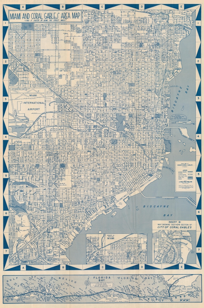 Miami and Coral Gables Area Map. - Main View