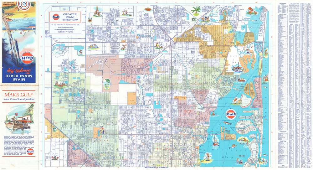 1953 Miami Beach Vintage Road Map and Guide