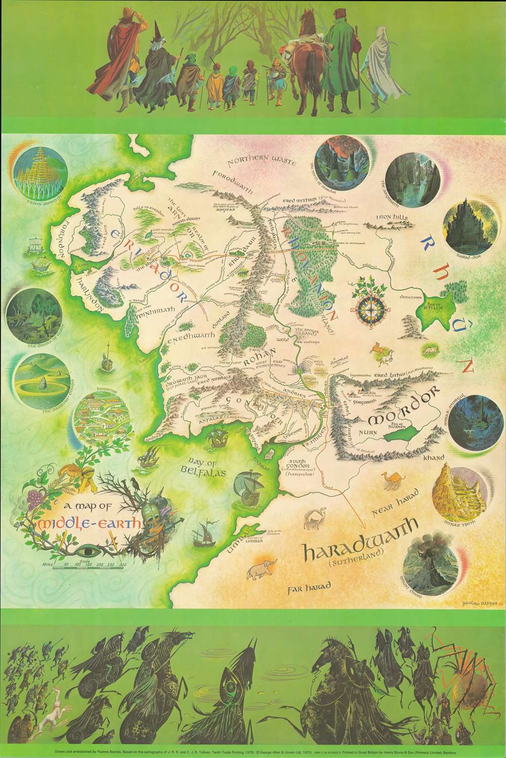 1978 Baynes Map Map of Middle Earth for Tolkien's 'Lord of the Rings'