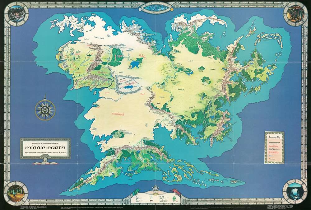 An Artist's Interpretation of Middle Earth including the Wild Lands - east, south, and north. - Main View