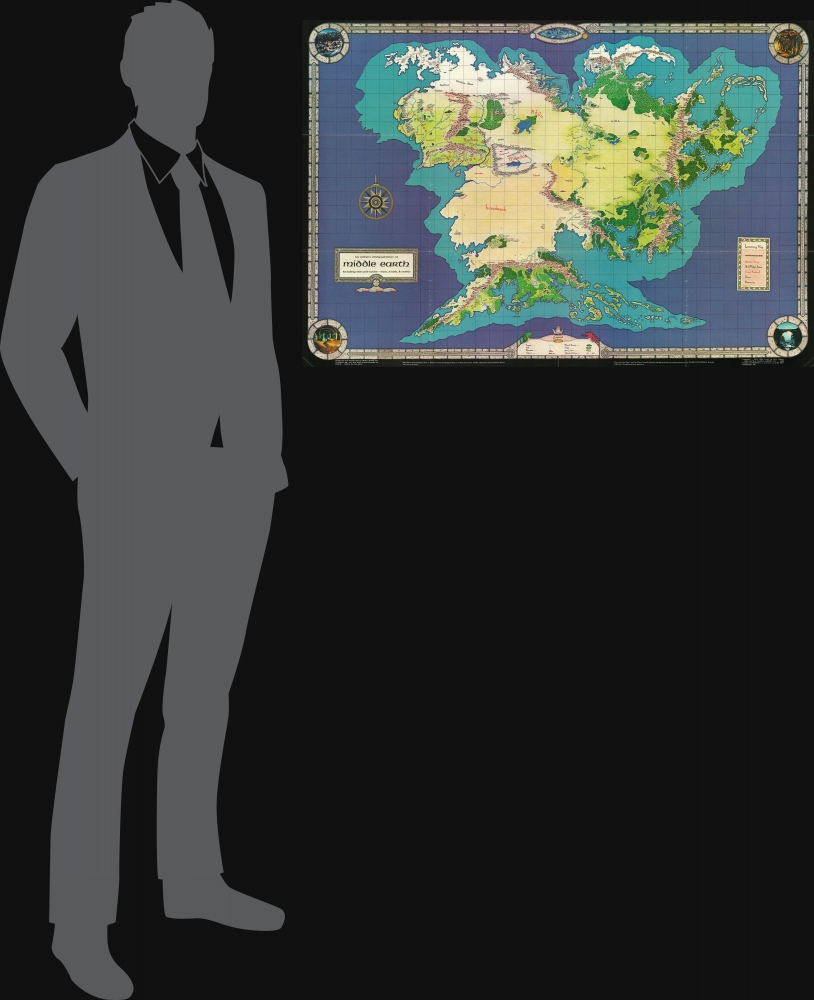 An Artist's Interpretation of Middle Earth including the Wild Lands - east, south, and north. - Alternate View 1