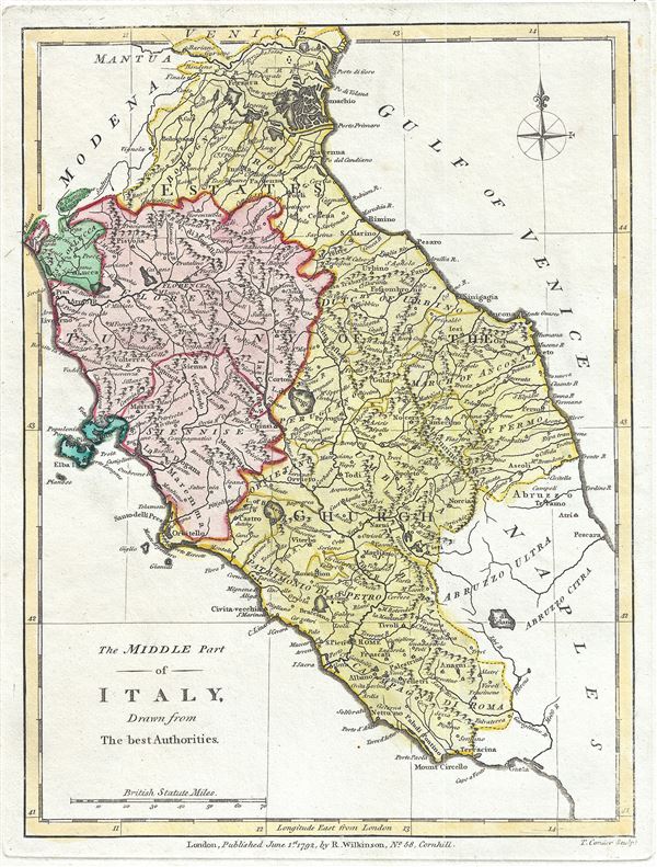 The Middle Part of Italy, Drawn from The best Authorities. - Main View