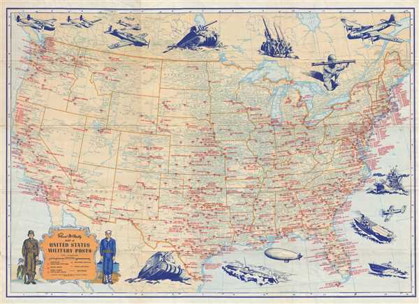 Rand McNally Map of United States Military Posts. - Main View