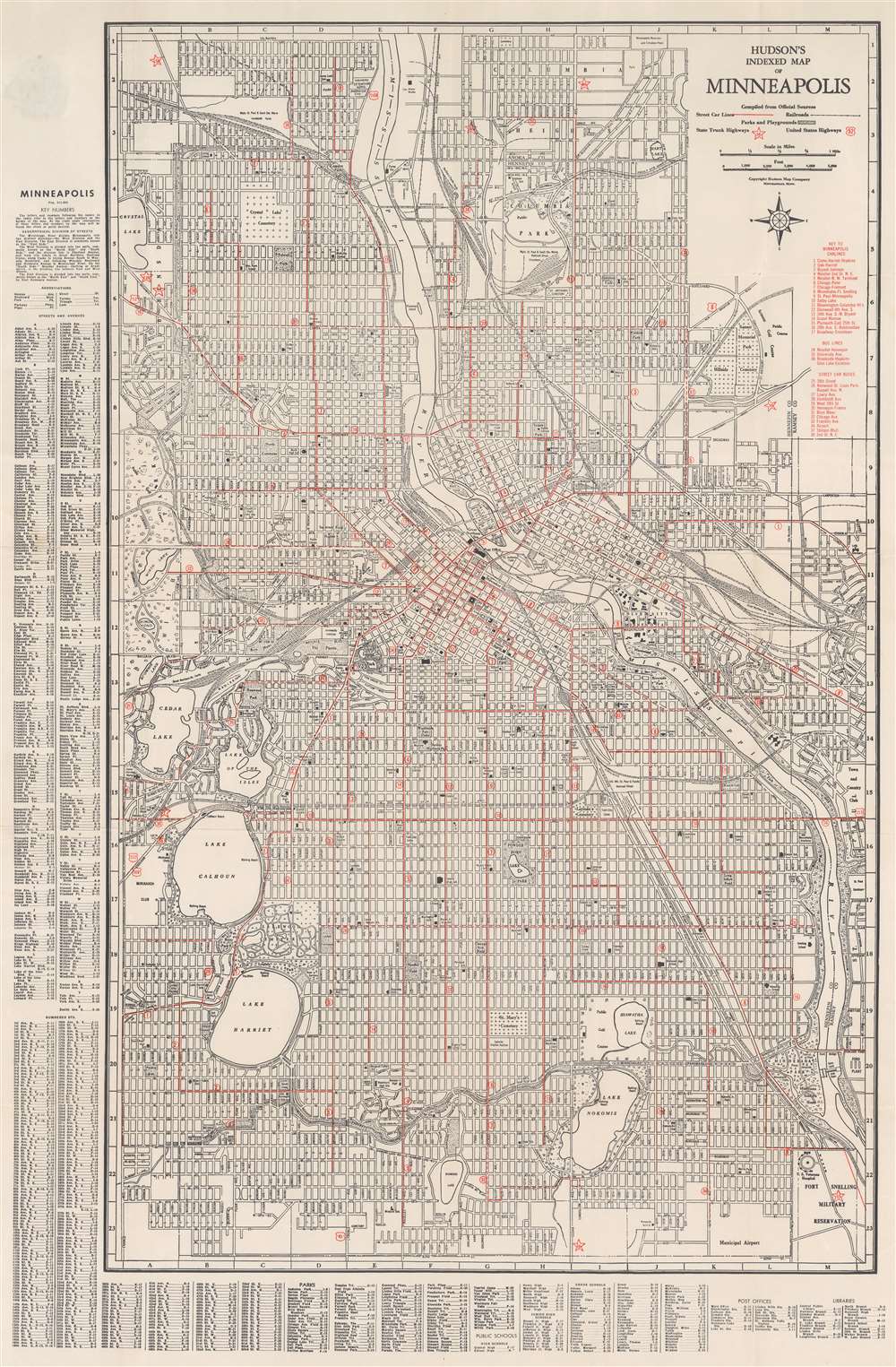 Hudson's Indexed Map of Minneapolis. - Main View