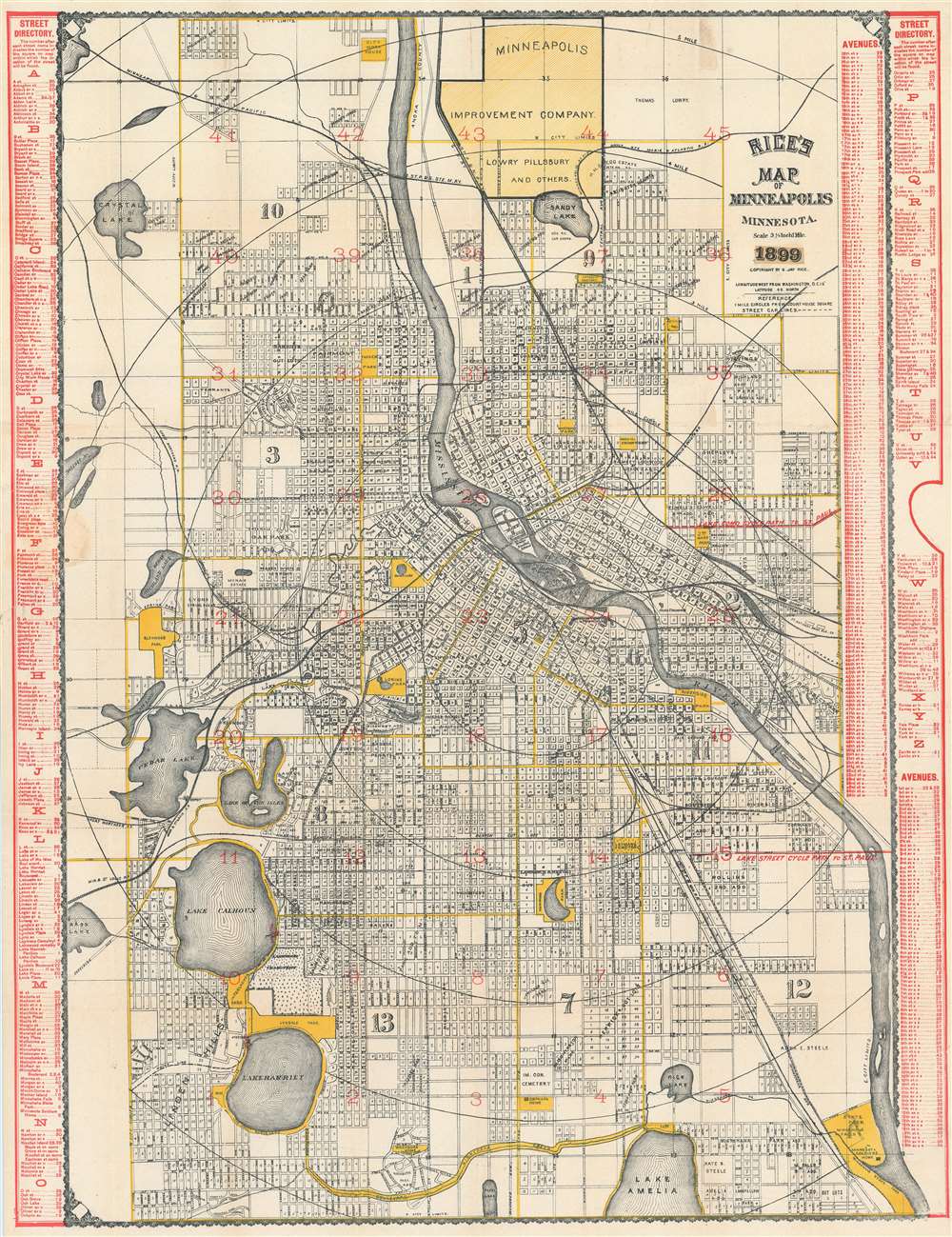 Rice's Map of Minneapolis Minnesota. - Main View