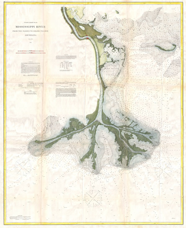 Coast Chart No. 94.  Mississippi River From the Passes to Grand Prairie, Louisiana. - Main View