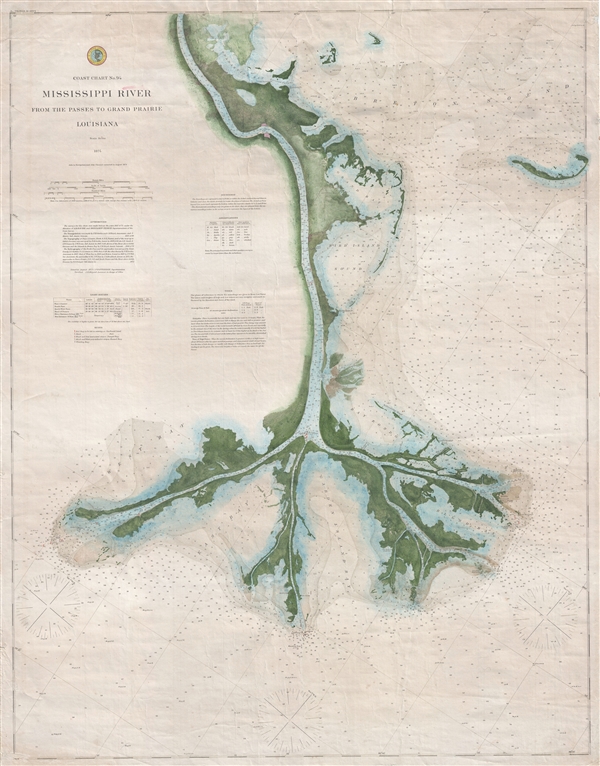 Coast Chart No. 94.  Mississippi River From the Passes to Grand Prairie, Louisiana. - Main View