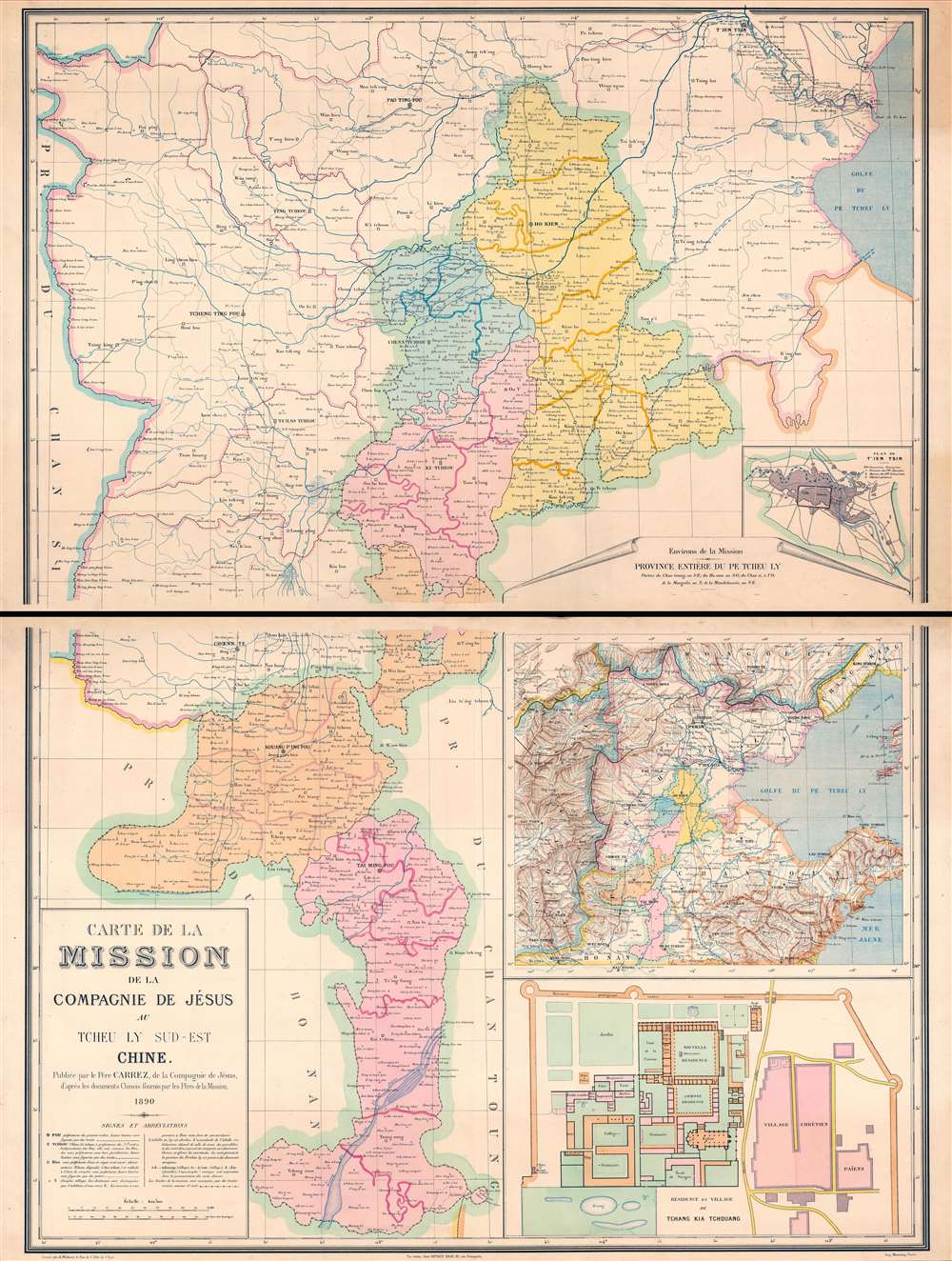 Carte de la Mission de la Compagnie de Jesus au Tcheu Ly Sud-Est Chine. - Main View