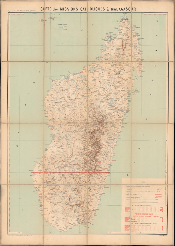 1903 Hausermann Folding Map of Madagascar