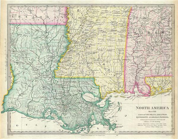 North America Sheet XIII Parts of Louisiana, Arkansas, Mississippi, Alabama  and Florida.: Geographicus Rare Antique Maps