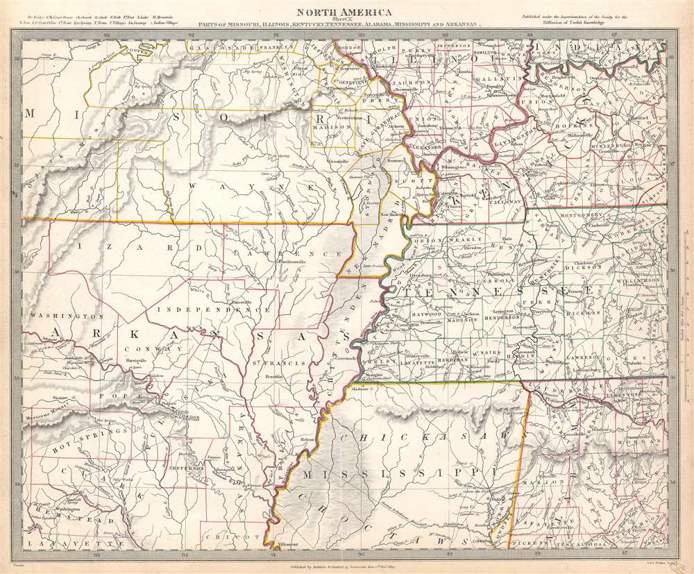 North America Sheet X Parts of Missouri, Illinois, Kentucky, Tennessee, Alabama, Mississippi and Arkansas. - Main View