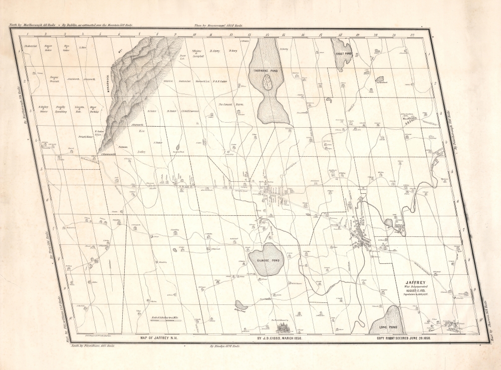 Map of Jaffrey N.H. by J. D. Gibbs, March 1850. - Main View
