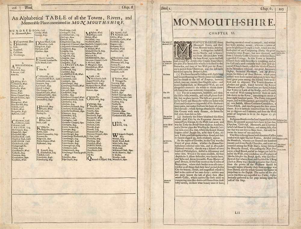 The Countye of Monmouth wih the sittuation of the Shiretowē Described Ann 1610. - Alternate View 1