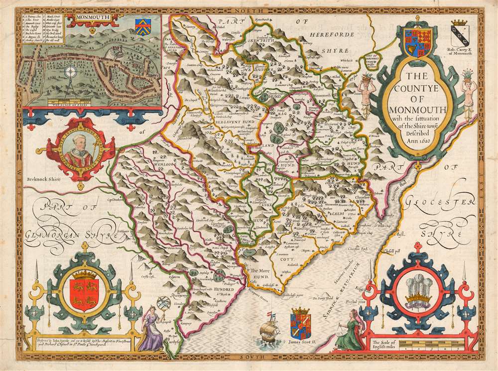 The Countye of Monmouth wih the sittuation of the Shiretowē Described Ann 1610. - Main View