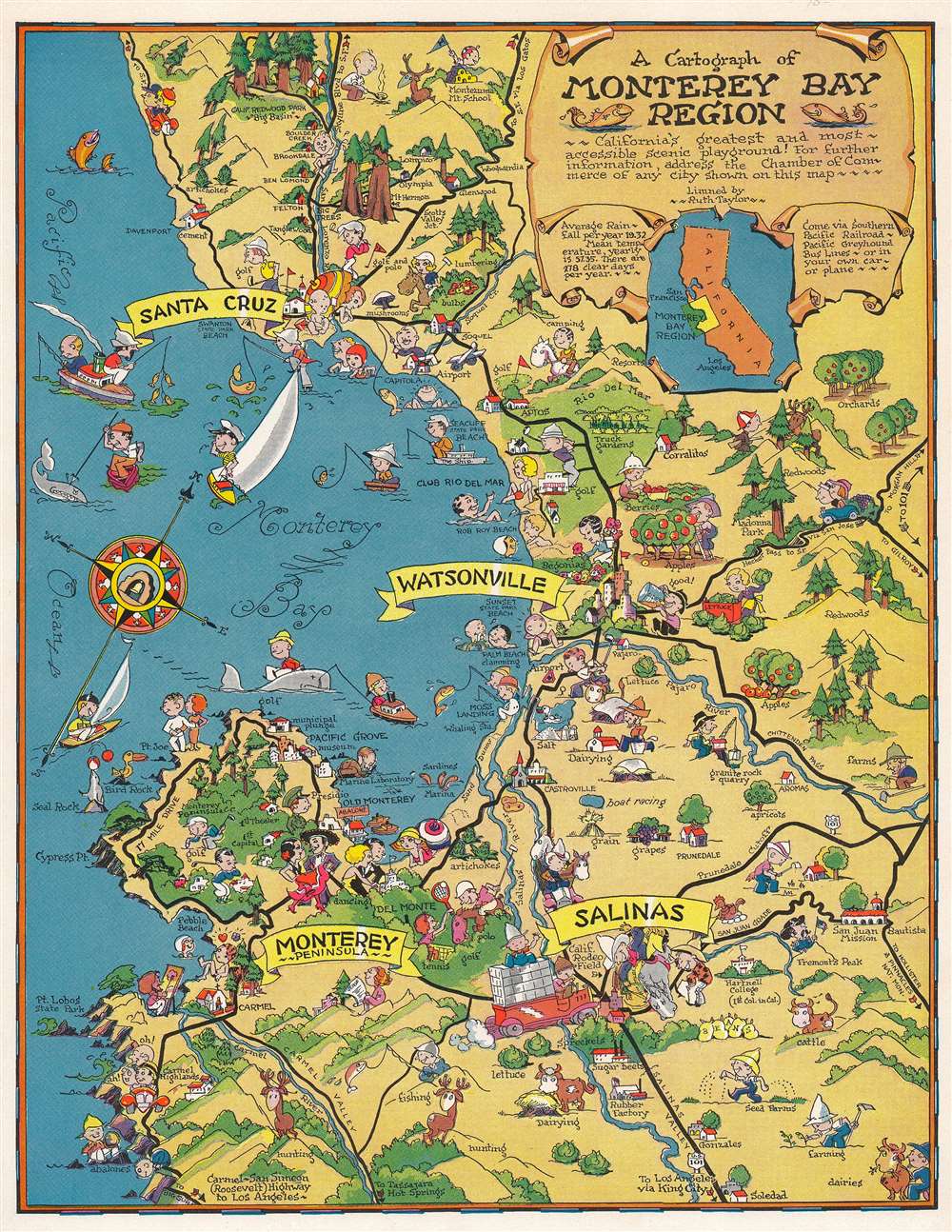A cartograph of Monterey Bay region. - Main View