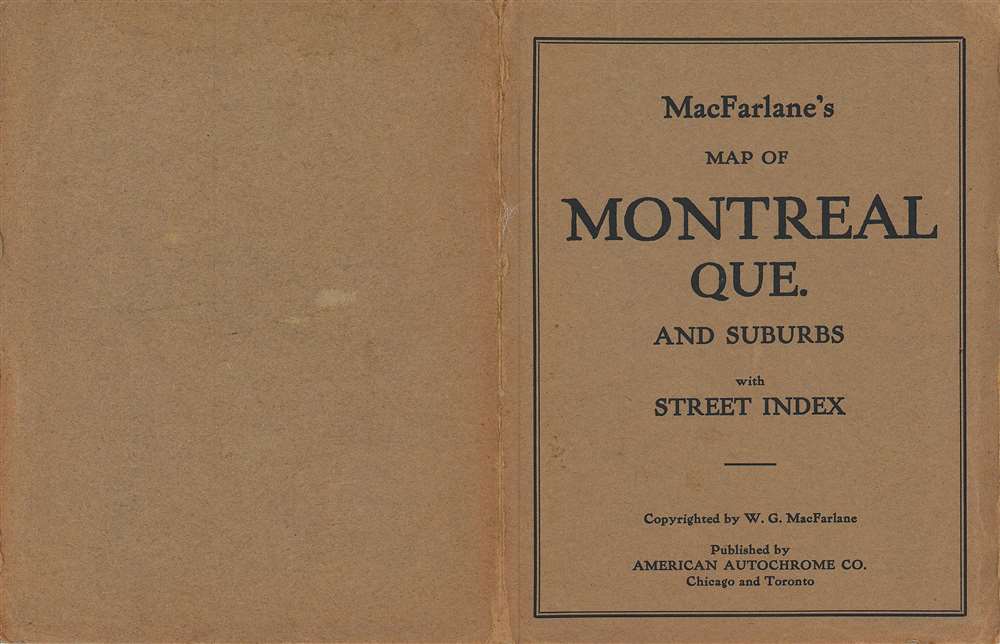 MacFarlane's map of Montreal Que. and suburbs with street index. - Alternate View 2
