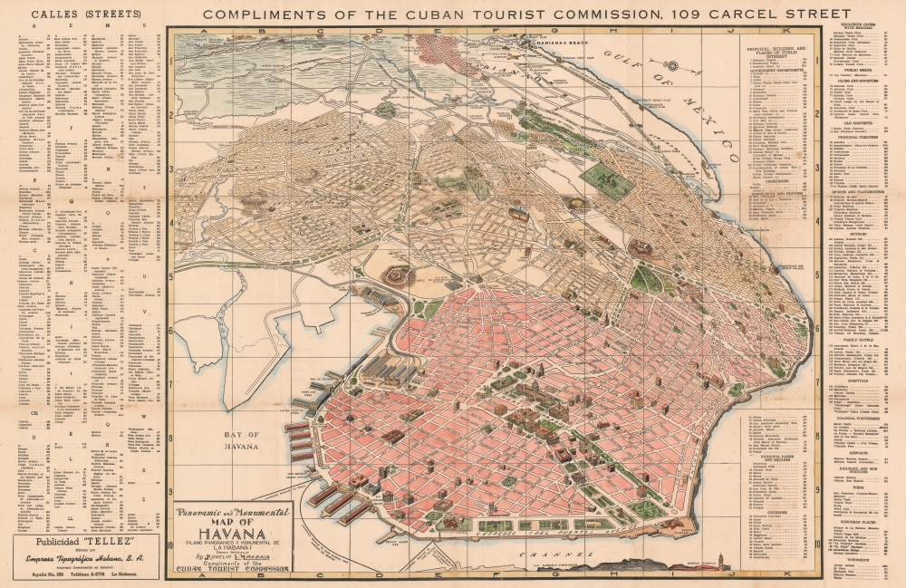 Panoramic and Monumental Map of Havana (Plano Panoramico y Monumental de La Habana). - Main View