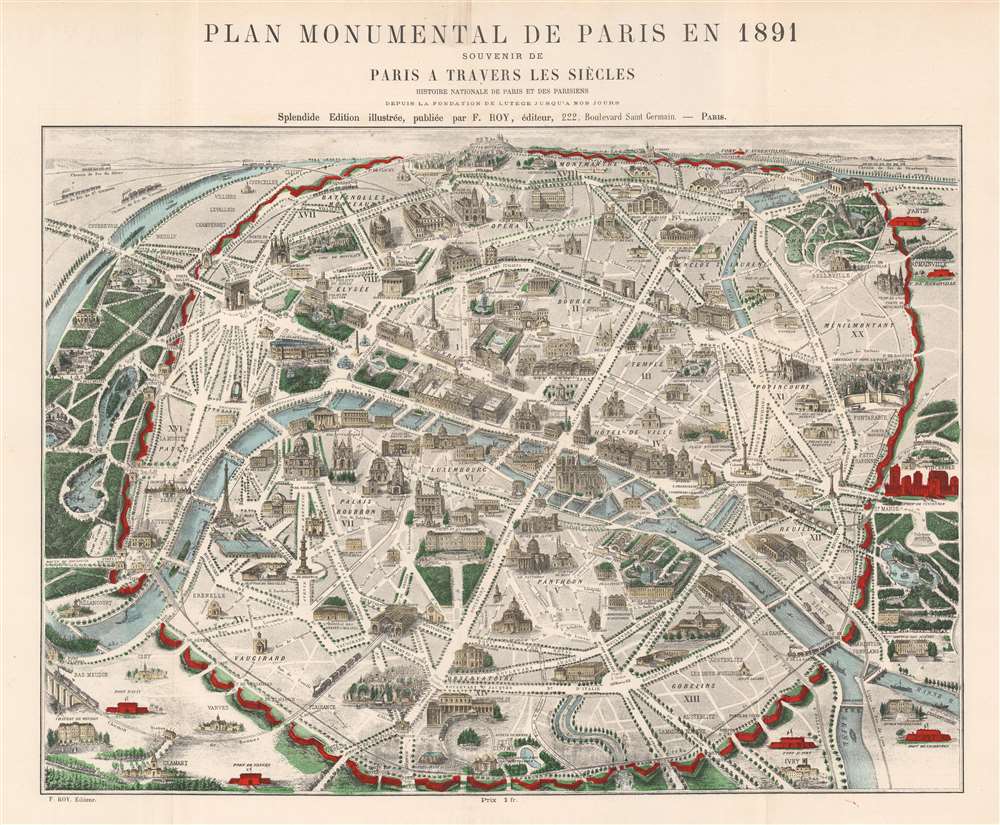 Plan Monumental de Paris en 1891. - Main View