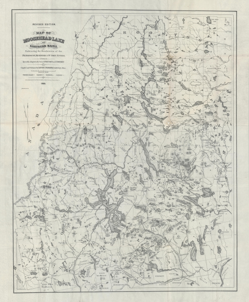 Map of Moosehead Lake and Northern Maine, embracing the headwaters of the Penobscot, Kennebec and St. John rivers specially adapted to the uses of sportsmen and lumbermen. - Main View
