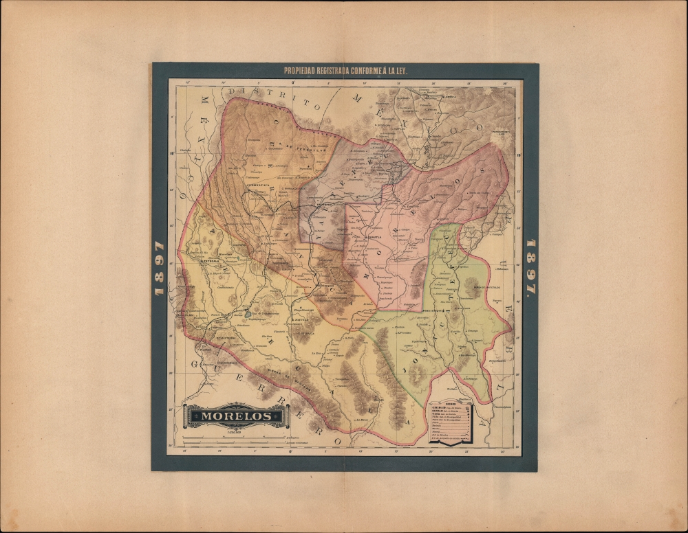 1897 Garcia y Cubas Map of Morelos, Mexico