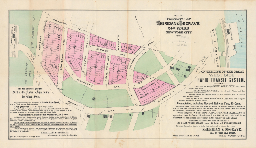1892 Cook Plat Map of Mosholu / North Riverdale, Bronx, New York