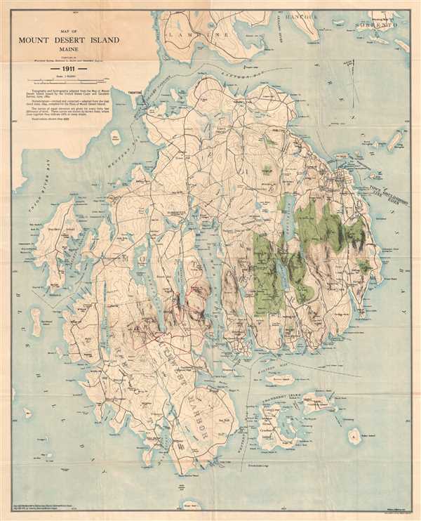 Map of Mount Desert Island Maine. - Main View