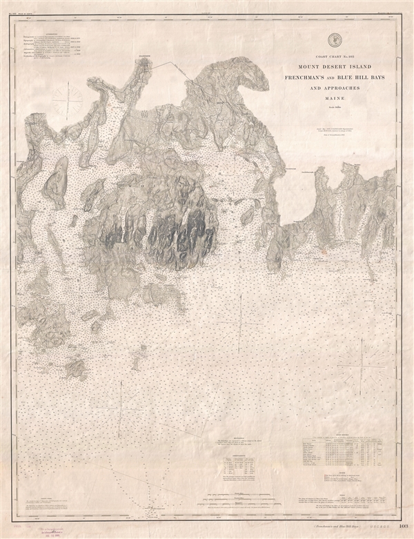 Coast Chart No. 103 Mount Desert Island Frenchman's and Blue Hill Bays and Approaches Maine. - Main View