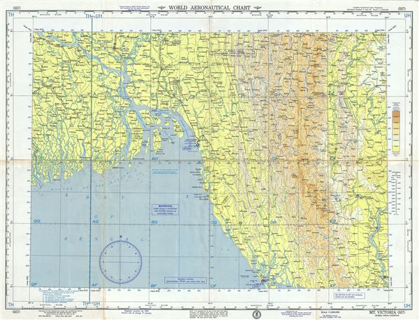 1958 U.S. Air Force Aeronautical Map of the Ganges River Delta, Bangladesh