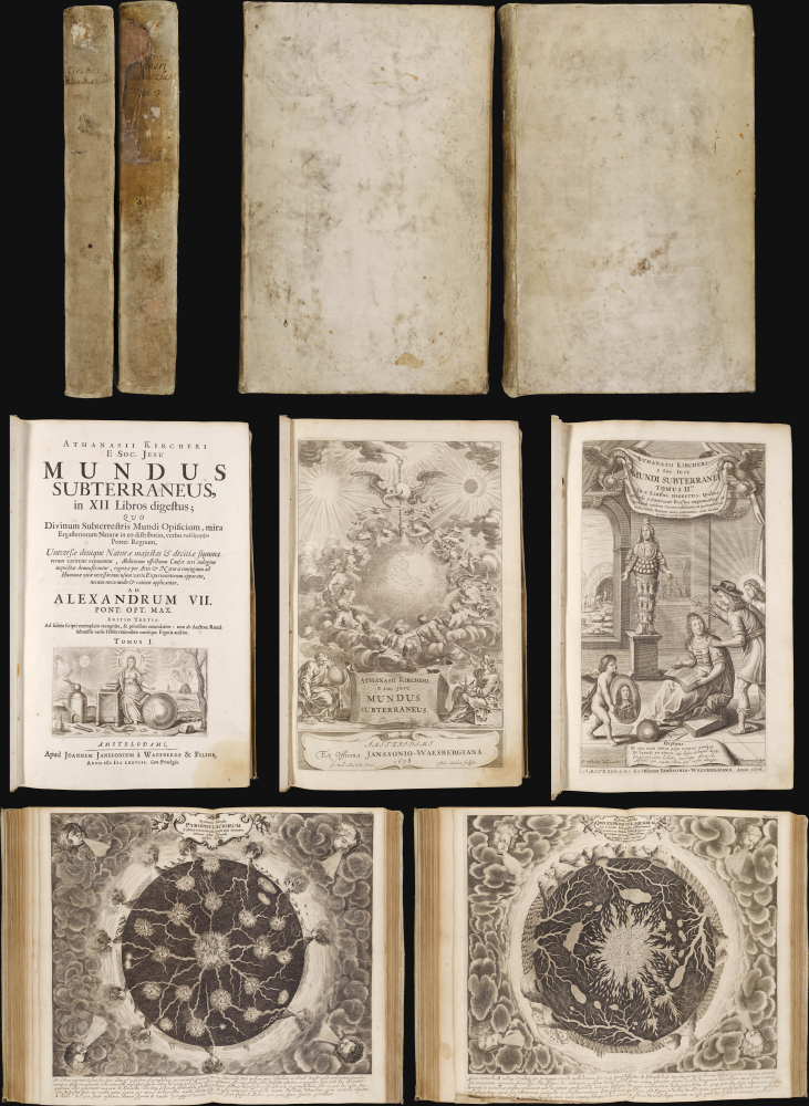 1678 Kircher Atlas of the Interior of the World w/Volcanic Systems