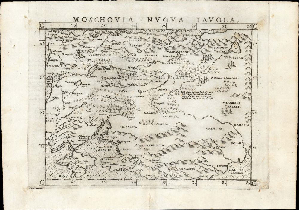 1561 Ruscelli / Gastaldi map of Muscovy