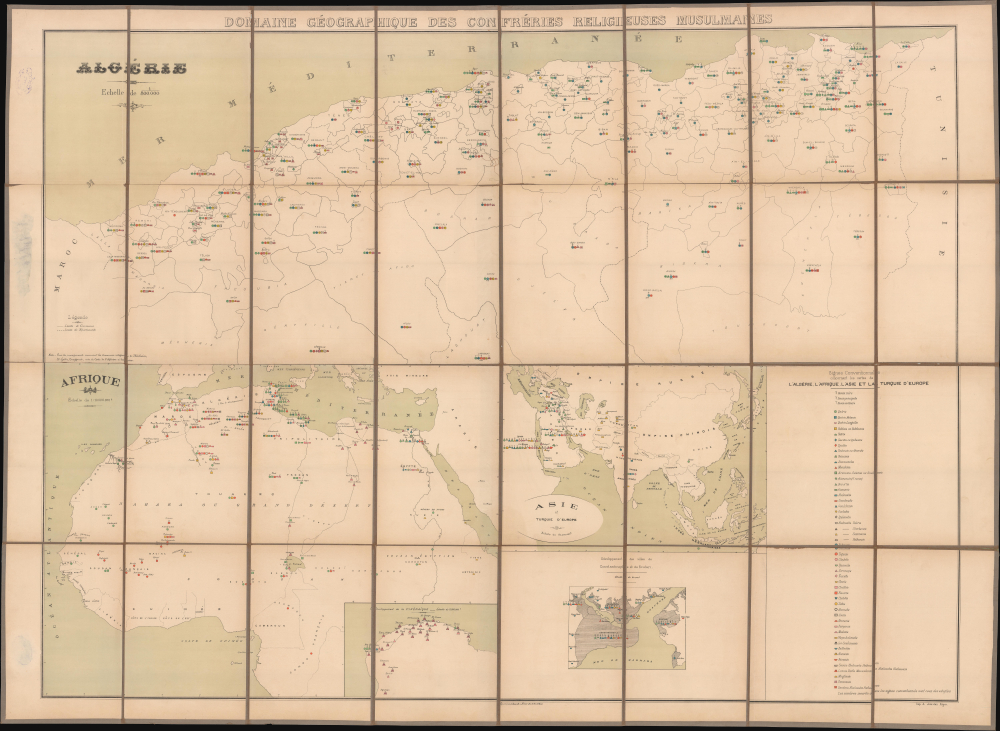 1898 Service des Cartes et Plans Map of Algeria and Muslim World, Muslim Communities