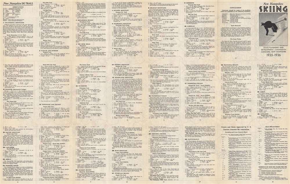 Map of New Hampshire Ski Trails 1935-6. - Alternate View 1