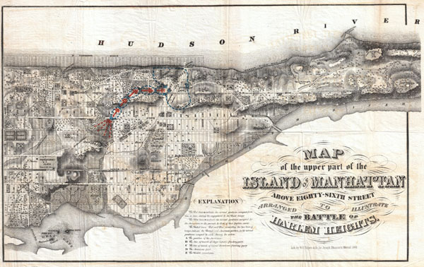 Map of the upper part of the Island of Manhattan above eighty-sixth street arranged to illustrate the Battle of Harlem Heights. - Main View
