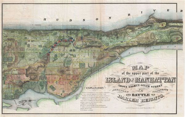 Map of the Upper Part of the Island of Manhattan above eighty-sixth street arranged to illustrate the Battle of Harlem Heights. - Main View