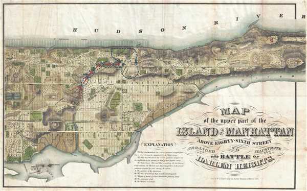 Map of the Upper Part of the Island of Manhattan above Eighty-Sixth Street Arranged to Illustrate the Battle of Harlem Heights. - Main View