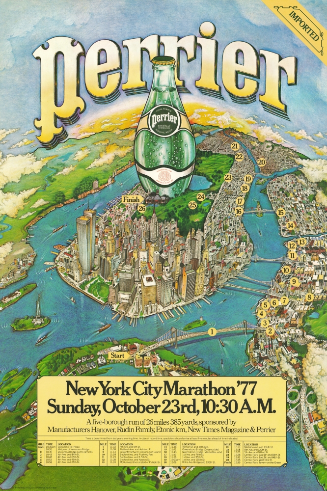 Perrier. New York City Marathon '77 Sunday, October 23rd, 10:30 A.M. - Main View