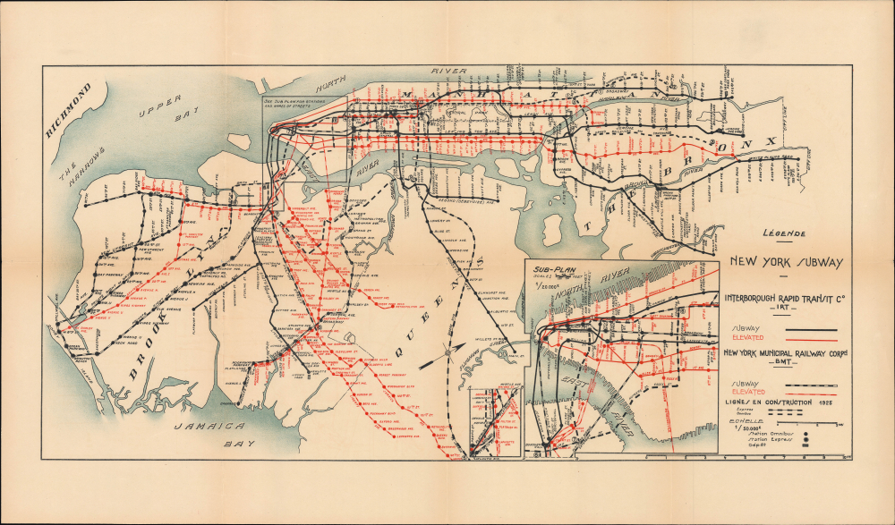 1925 French Subway Map of New York City