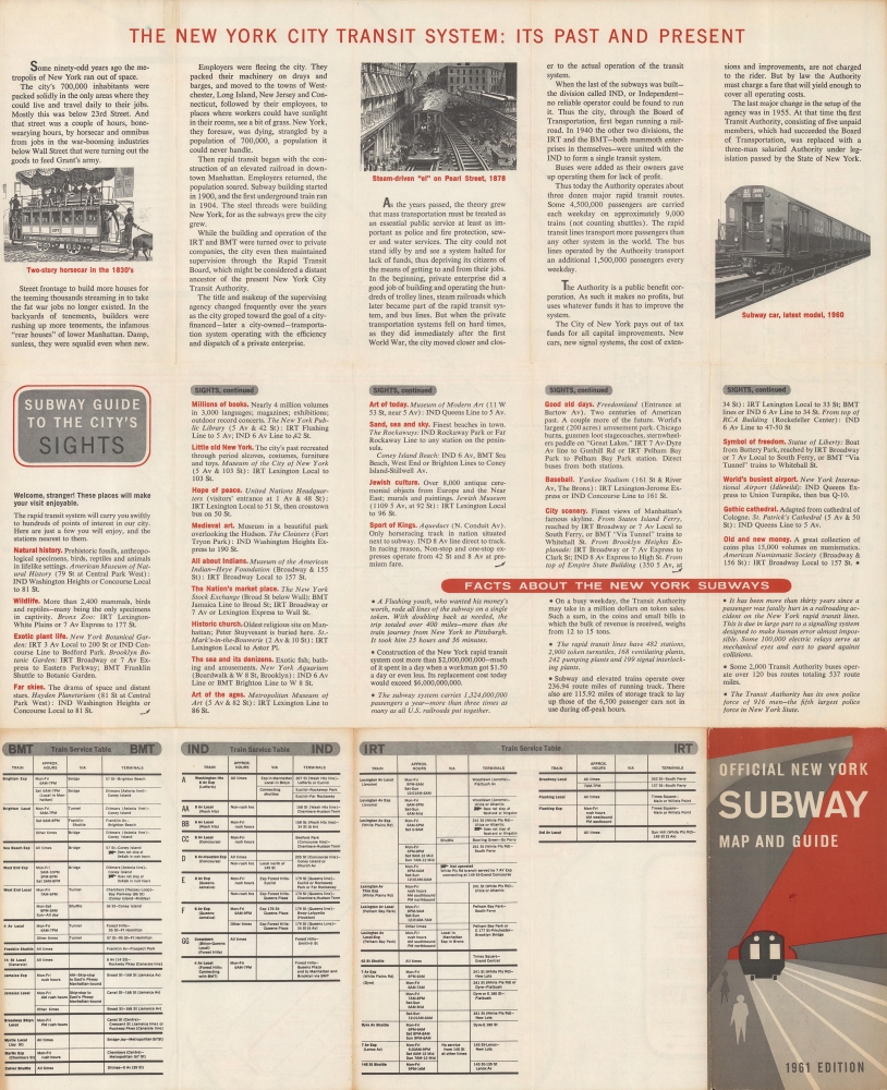 Official New York Subway Map and Guide, 1961 Edition. - Alternate View 1