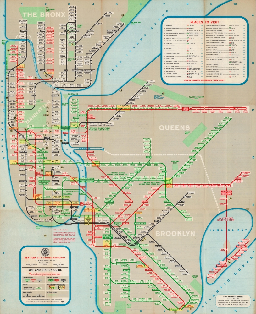 Official New York Subway Map and Guide, 1961 Edition. - Main View