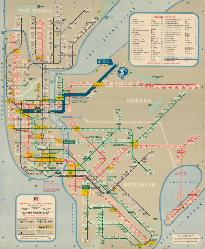 1964 George Salomon In-Station Subway Map of New York City (1964 World's Fair)